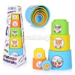 Мягкая пирамидка стаканчики с наклейками "Колобок"