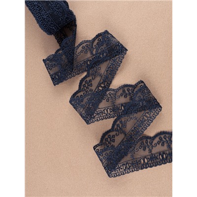 Кружево на сетке, 45 мм, 11±1 м, тёмно-синее