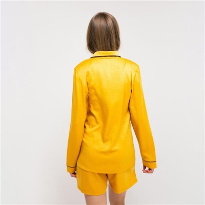 Пижама женская (рубашка, шорты) MINAKU: Light touch, золотая, размер 48