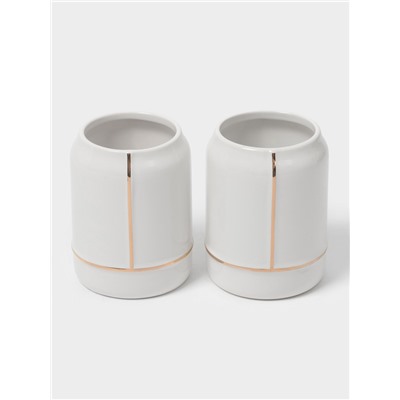 Аксессуары для ванной «Лайн», 4 предмета: дозатор 400 мл, мыльница, 2 стакана, белые