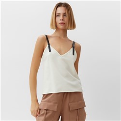 Топ с кожаными бретелями женский MINAKU : Casual Collection, белый, размер 48