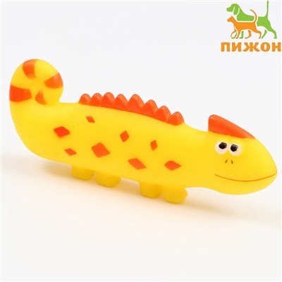 Игрушка для собак «Хамелеон», 19 см, пищащая, винил, жёлтая