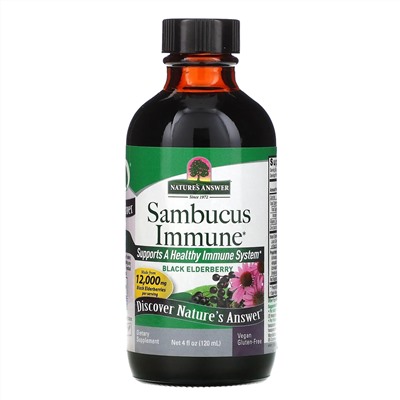 Nature's Answer, Sambucus Immune, настой эхинацеи и астрагала, 12 000 мг, 120 мл (4 жидких унции)