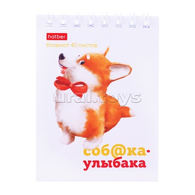 Блокнот 40л А7 клетка "Соб@ка-улыбака"