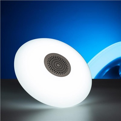УЦЕНКА Световой прибор "Тарелка", E27, с музыкой, Bluetooth, БЕЛЫЙ