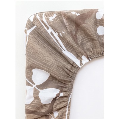 Простыня на резинке 1.5-спальная «Этель. Кремовое утро», 140×200+25 см, бязь