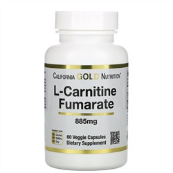 California Gold Nutrition, Alfasigma, L-карнитин фумарат, из Европы, 885 мг, 60 растительных капсул