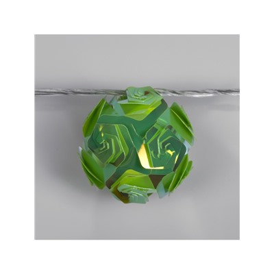 Гирлянда «Нить» 4.5 м с насадками «Цветочные шары», IP20, прозрачная нить, 15 LED, свечение зелёное, 220 В