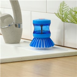 Щётка с дозатором для моющего средства Доляна, синяя