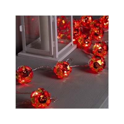 Гирлянда «Нить» 4.5 м с насадками «Цветочные шары», IP20, прозрачная нить, 15 LED, свечение красное, 220 В