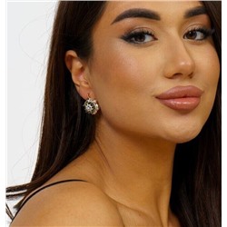 Серьги ювелирная бижутерия коллекция "Дубай" позолота, цвет камня: зеленая трава прозрачный,13659, арт.214.353 (1)