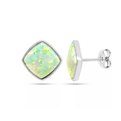 Серьги из серебра опал белый, МОВ0296