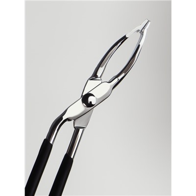Пинцет в форме ножниц, прорезиненные ручки, 8 см, чёрный, серебристый