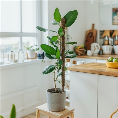 Опора для комнатных цветов, h=120 см, d=2.5 см, пластик, кокосовая оплётка, Greengo