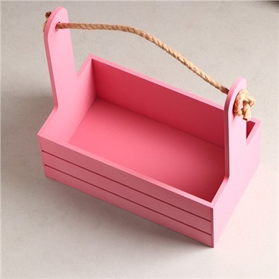 Подарочный ящик «Аром», 25.5×15×30 см, деревянный, ручка - канат, розовый