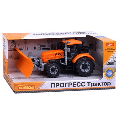 Трактор "Прогресс" с лопатой-отвалом инерционный (оранжевый) (в коробке)