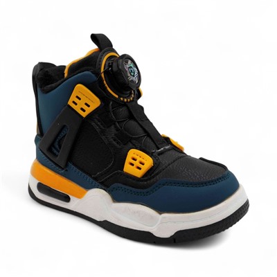 Кроссовки зимние на меху В7177-9 черно желтые