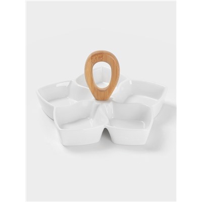 Менажница 5 ячеек BellaTenero, 25×25 см, фарфор, белая