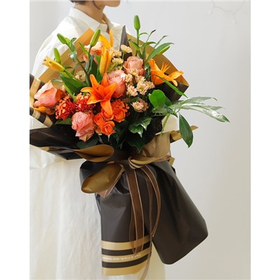 Пленка матовая для цветов «Бостон», серый - розовый, 57 см × 5 м