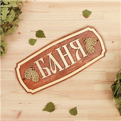 Табличка для бани и сауны «Баня», 35×15 см, «Добропаровъ»