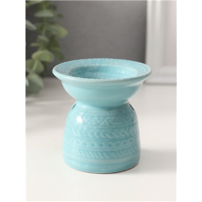 УЦЕНКА Аромалампа керамика "Геометрические узоры" нежно-голубая 7,5х7,5х6,5 см