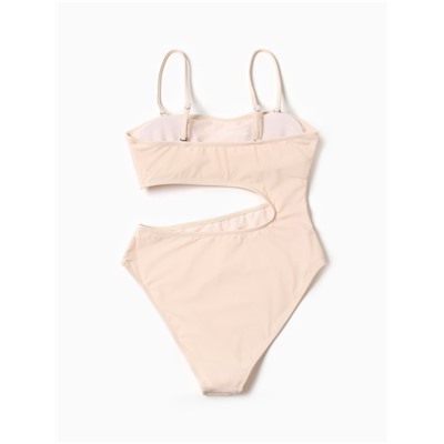 Купальник женский слитный с вырезом на животе MINAKU, размер 48, молочный