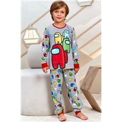 Пижама д/мал детская (фуфайка дл/рук, брюки) Juno AW21BJ631 Sleepwear Boys серый меланж амонг