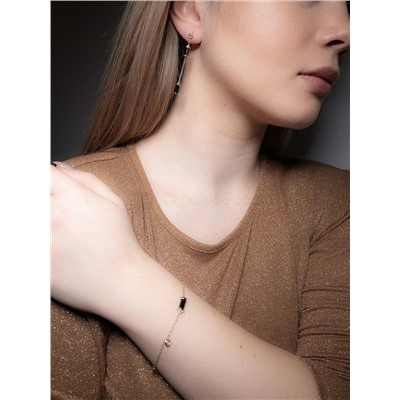 Серьги из золочёного серебра с керамикой и фианитами 925 пробы TC-E01649-B-L-W-X-X