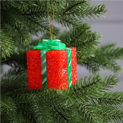 Светодиодная фигура «Подарок красный» 8 см, пластик, батарейки AG13×3 (в комплекте), свечение мульти (RGB)