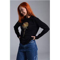 8519/1 Футболка с длинным рукавом женская (Черный_одуванчик)