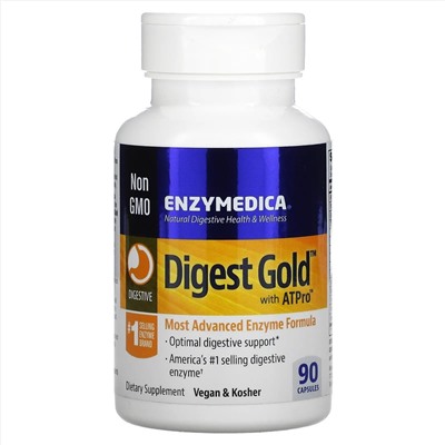 Enzymedica, Digest Gold с ATPro, добавка с пищеварительными ферментами, 90 капсул