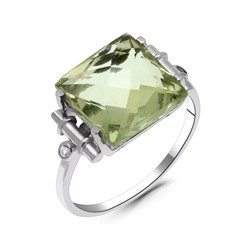 Кольцо из серебра зеленый аметист, Эммануэль