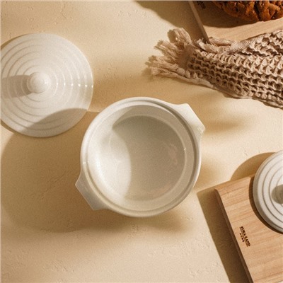 Кастрюля SL Home «Санторини», 750 мл, 19×16×7.5 см, жаропрочная керамика, белая