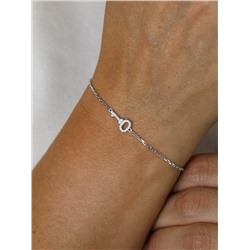 Браслет из серебра с фианитами родированный - Ключик 925 пробы 15-1175