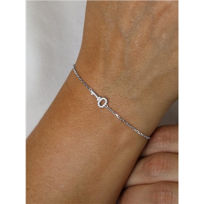 Браслет из серебра с фианитами родированный - Ключик 925 пробы 15-1175