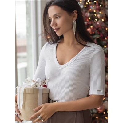 Джемпер из трикотажа в широкий рубчик