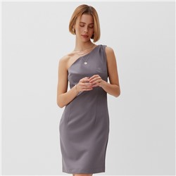Платье на одно плечо мини женское MINAKU: Casual Collection, серое, размер 44