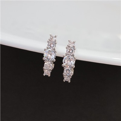 Серьги дорожка ювелирная бижутерия, покрытие посеребрение, вставка: фианиты, цвет: прозрачный, арт.213.592