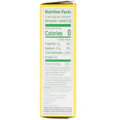 True Citrus, True Lemon, Energy, Wild Cherry Cranberry , 6 Packets, 0.57 oz (16.2 g)