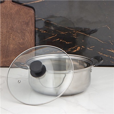 УЦЕНКА Кастрюля Promo, 2.3 л, d=22 см, с крышкой, нержавеющая сталь, серебристая