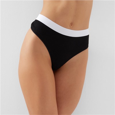 Трусы женские бразилиана MINAKU рубчик размер 48-50, чёрные