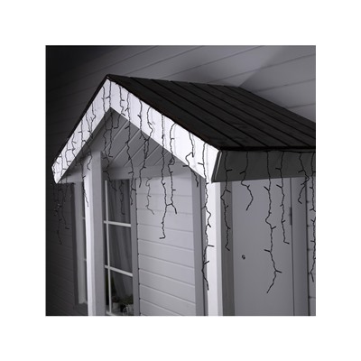 Гирлянда «Бахрома» 4×0.6 м, IP44, тёмная нить, 180 LED, свечение синее, мерцание белым, 220 В