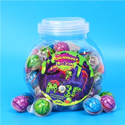 Жевательная резинка с кислой начинкой «Дуй пузырь! Шарики могз», набор, 50 шт., 500 г