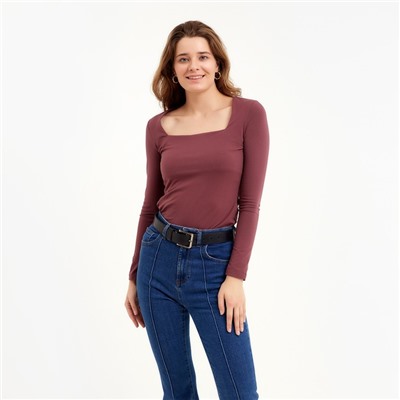 Лонгслив женский MINAKU: Basic line, бордовый, размер 44