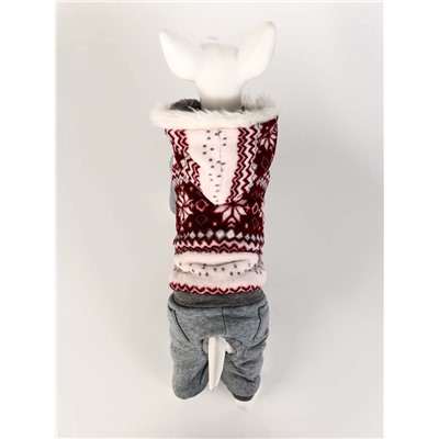 Комбинезон «Лапландия», с подкладом, размер S, ДС 25, ОГ 35, ОШ 25 см, серый, бордовый