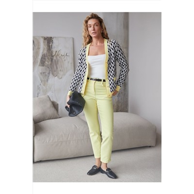 Кардиган с V-вырезом жаккардовой вязки с принтом ромб VILATTE, 1229069