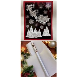 Наклейка на стекло Новогодняя "Дед мороз с ёлками" 60х45 см J4010 36-338 00-00010522