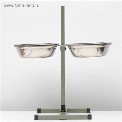 Подставка с мисками, 2×2.5 л, высота 60 см, разборная, зелёная