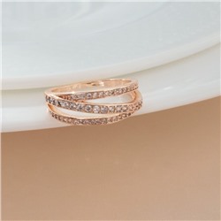 Кольцо коллекция Дубайское золото, покрытие позолота, цвет 18 К, вставка: фианиты, цвет: прозрачный, 18 р, арт.215.287-18