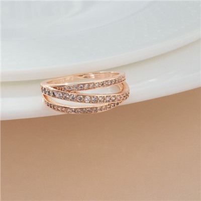 Кольцо коллекция Дубайское золото, покрытие позолота, цвет 18 К, вставка: фианиты, цвет: прозрачный, 17 р, арт.215.287-17